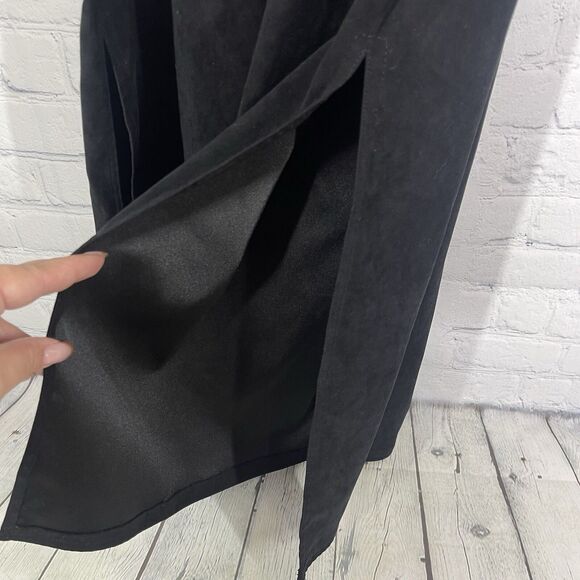 VTG 90s Goth Black Maxi Overall Dress XL Edgy Grunge Emo Style Velvet Whimsigoth - Picture 8 of 14